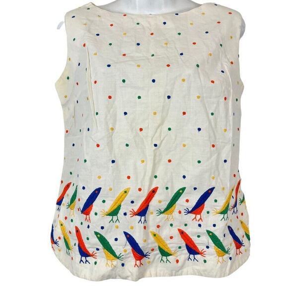 Judy Bond Tops - Judy Bond Womens Vintage Colorful Embroidered Sleeveless Top Shirt USA Made sz S
